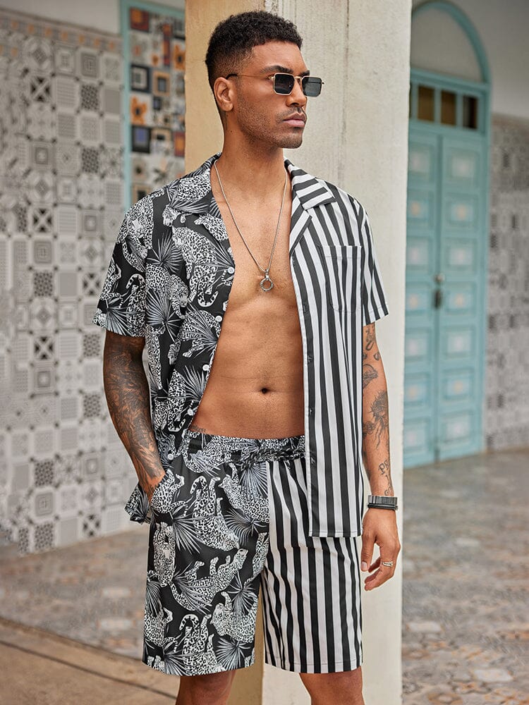 Hawaiian Splicing Beach Shirt Set (US Only)