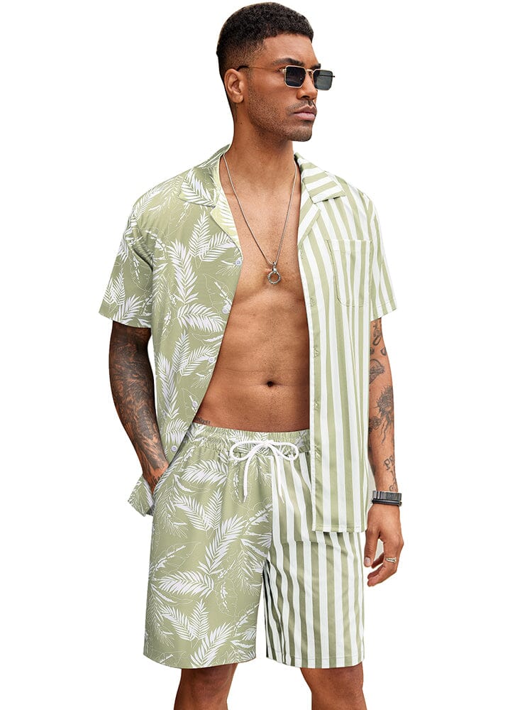 Hawaiian Splicing Beach Shirt Set (US Only)