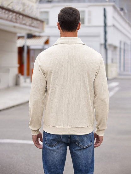 Casual Corduroy Polo Collar Pullover (US Only)