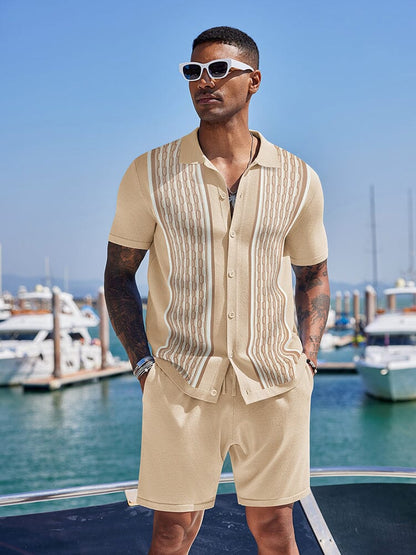 Vintage Knit Shirt Shorts Set (Live Only)