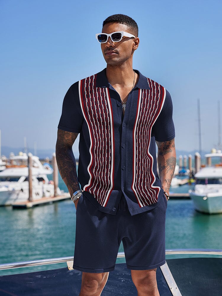 Vintage Knit Shirt Shorts Set (US Only)