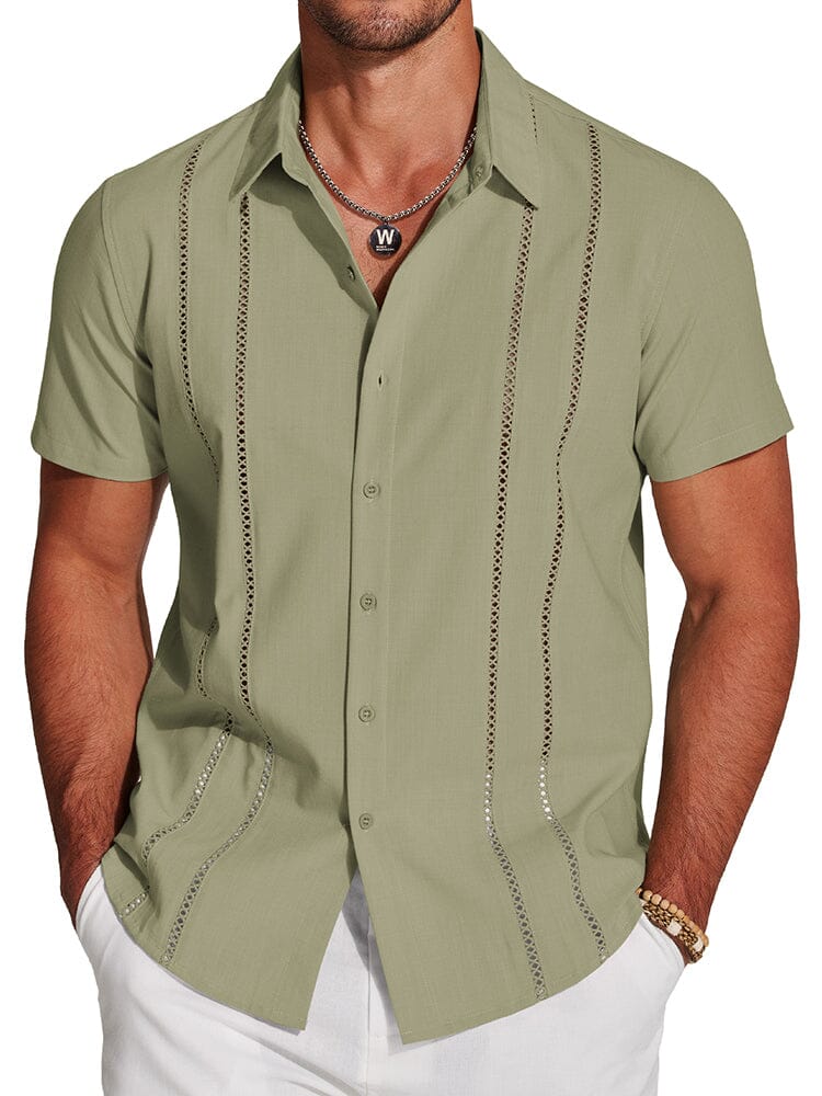 Casual Button Down Cuban Guayabera Shirt (US Only)