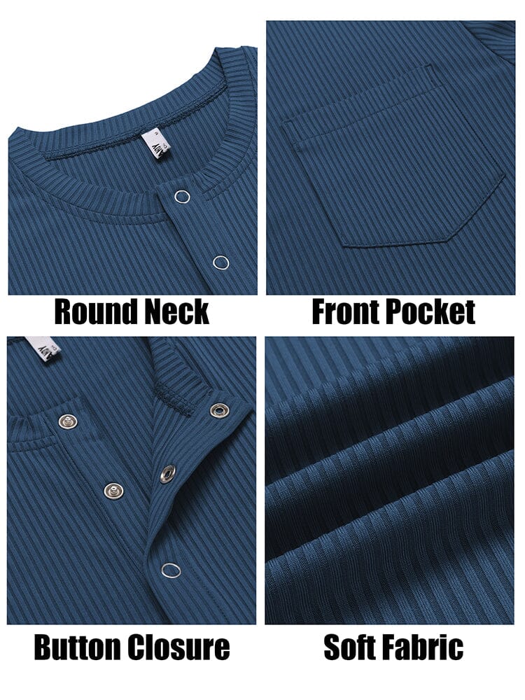 Simple Stretch Ribbed Henley Shirt (US Only)