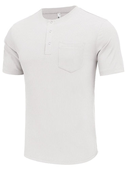 Simple Stretch Ribbed Henley Shirt (US Only)