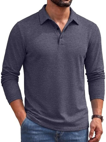 Classic Heathered Long Sleeve Polo Shirt (US Only)