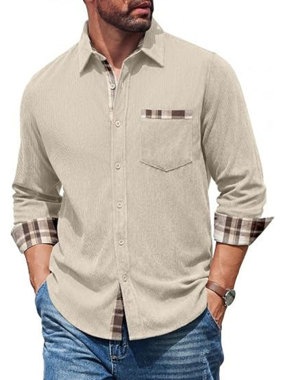 Corduroy Button Down Long Sleeve Shirt Jacket (US Only)