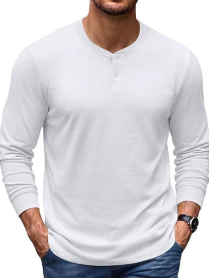 Essential 100% Cotton Long Sleeve Henley Shirt (US Only)