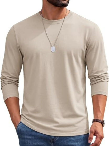 Cotton Crew Neck Long Sleeve Basic Classic T-Shirt (US Only)