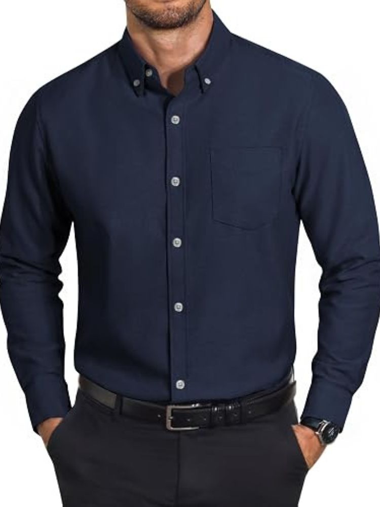 Cotton Oxford Long Sleeve Button Down Dress Shirt (US Only)