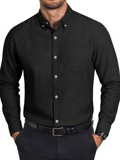 Cotton Oxford Long Sleeve Button Down Dress Shirt (US Only)