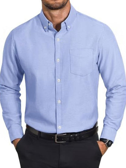 Cotton Oxford Long Sleeve Button Down Dress Shirt (US Only)