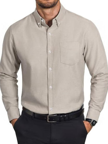 Cotton Oxford Long Sleeve Button Down Dress Shirt (US Only)