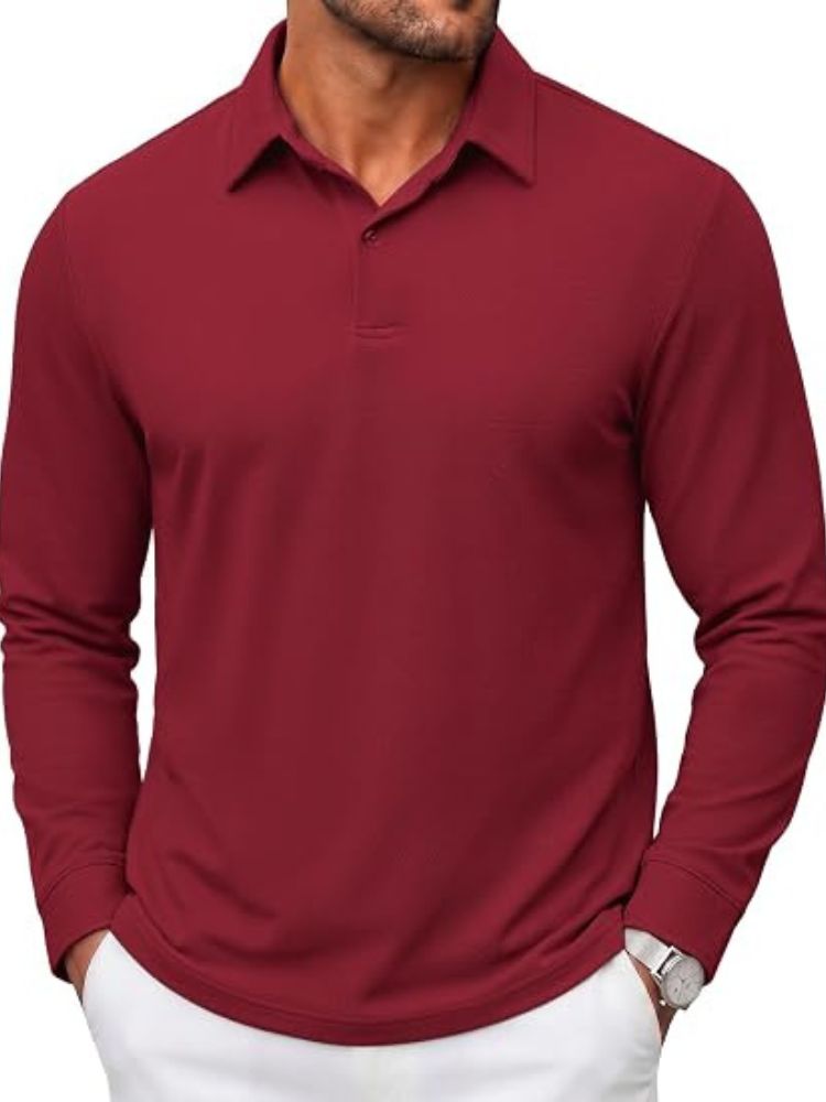 Refined Cotton Pique Long Sleeve Polo Shirt (US Only)