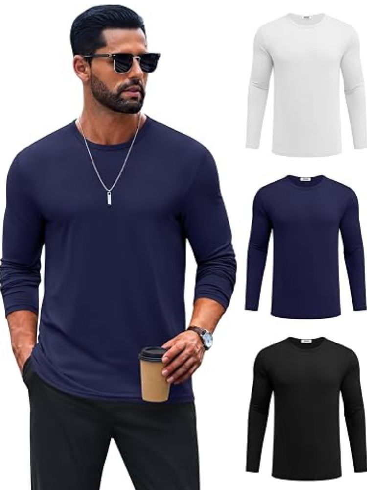 Crew Neck Long Sleeve Basic Soft Casual T-Shirt (US Only)