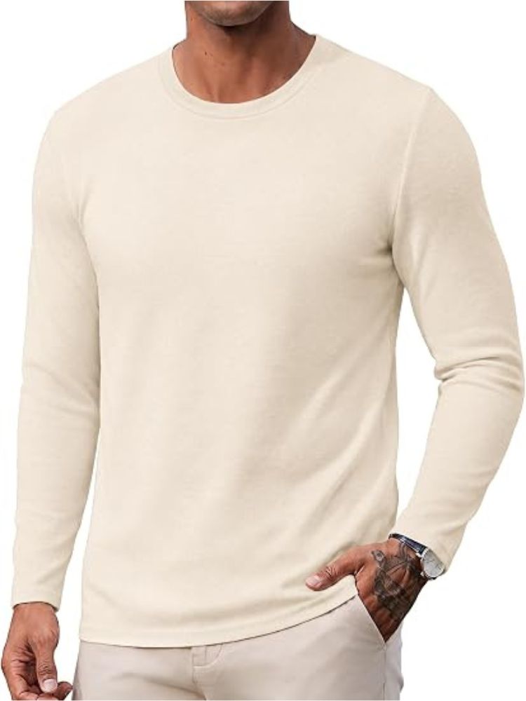 Crew Neck Long Sleeve Soft Lightweight Basic T-Shirt (US Only)