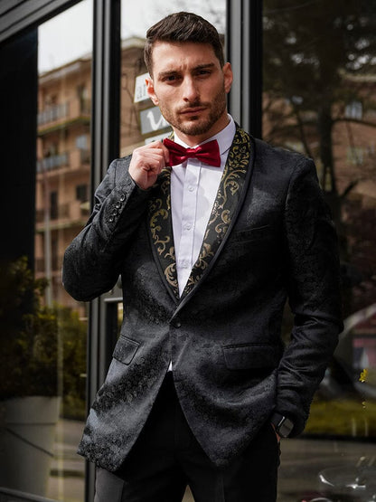 Luxury Floral Tuxedo Embroidered Blazer (US Only)