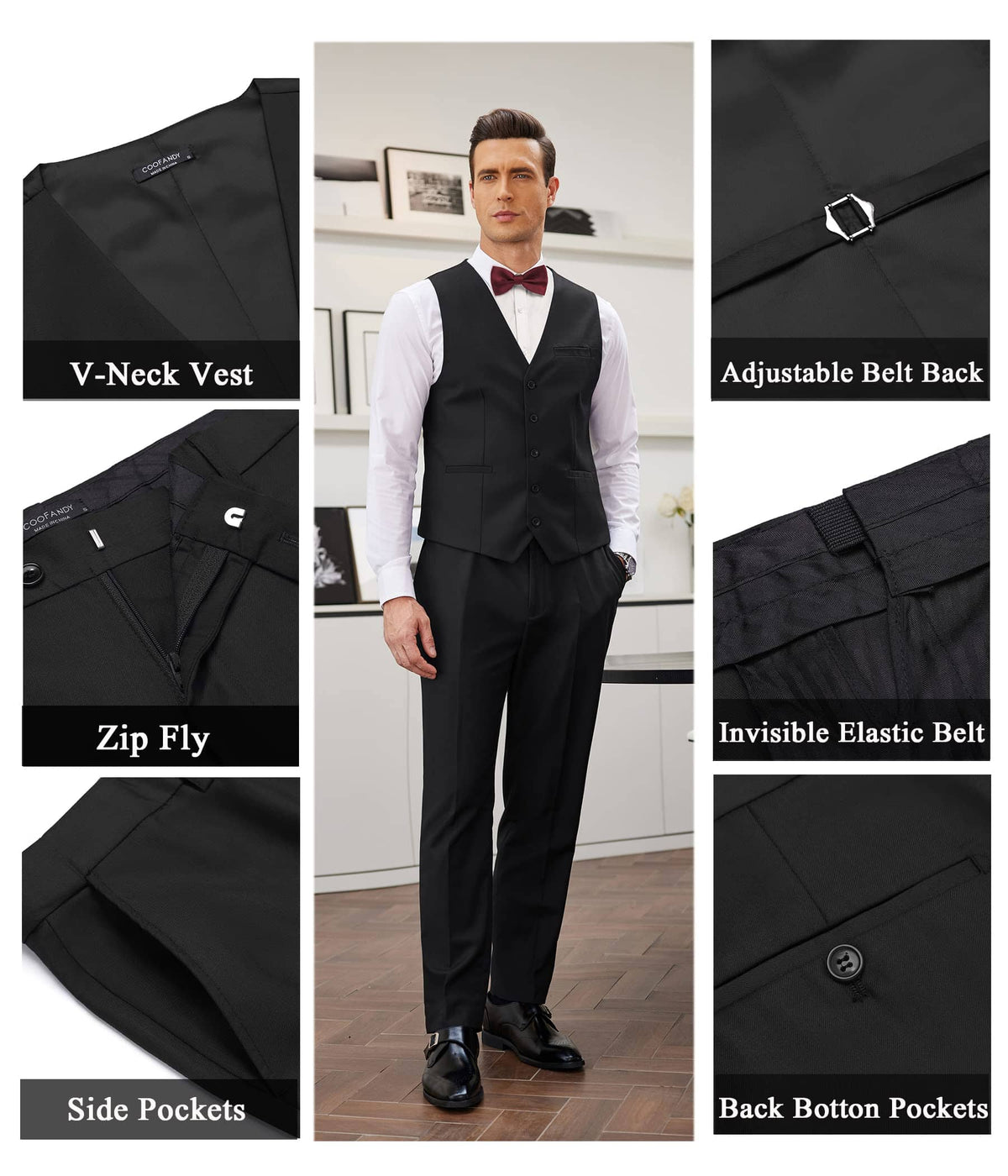 3 Piece Suits Set Tuxedo Prom Blazer Vest Pants Set (US Only)