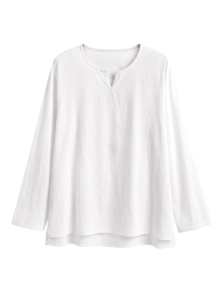Cozy Solid Cotton and Linen Shirt Set