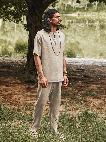 Eco-friendly 100% Linen Shirt Set