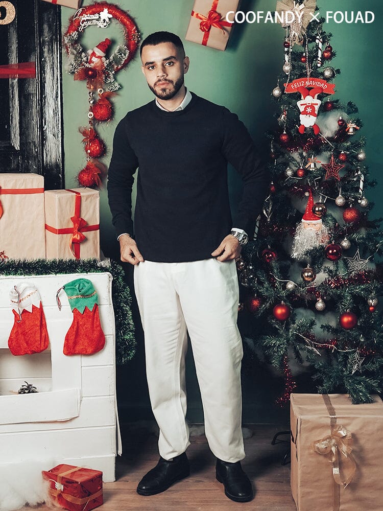 Crew Neck Slim Fit Pullover Knitted Sweater (Live Only)