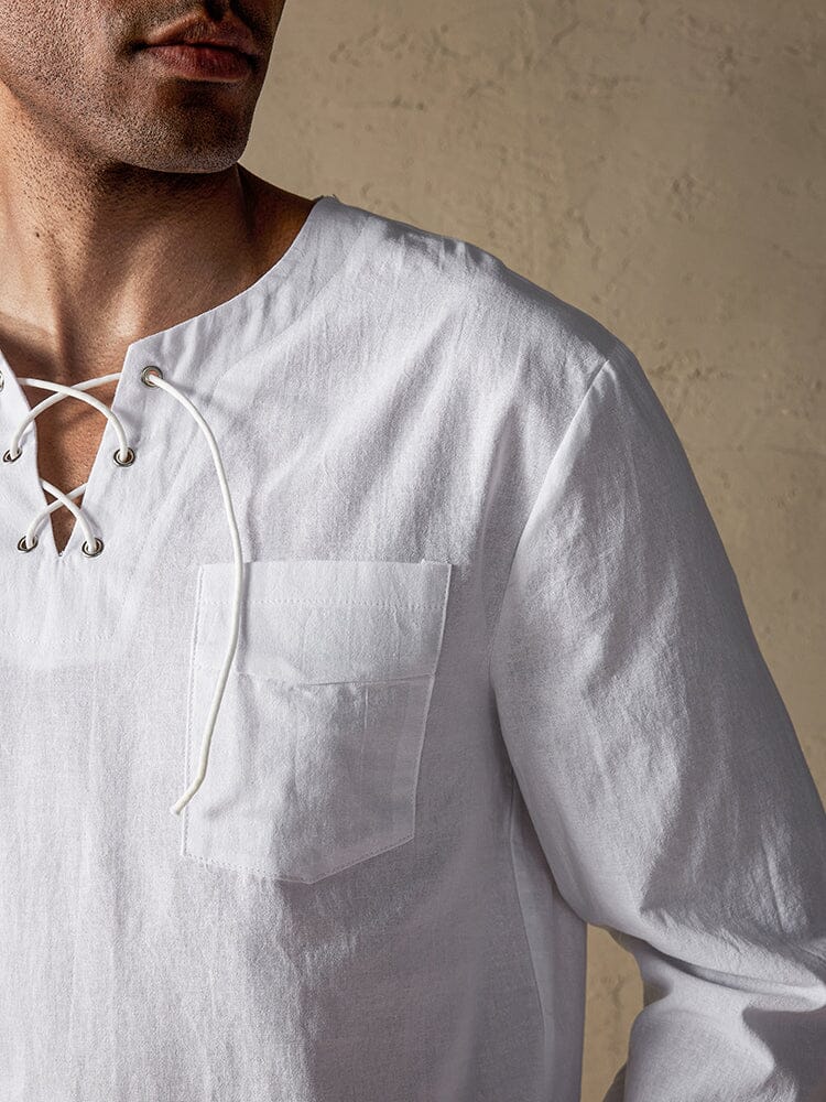 Solid Color Long Sleeve Casual Cotton Linen Set