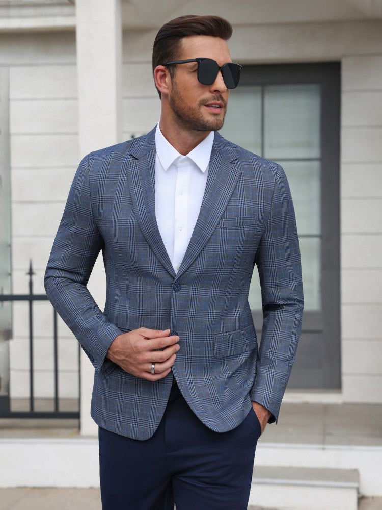 Plaid Business Casual Slim Fit Blazer (US Only)