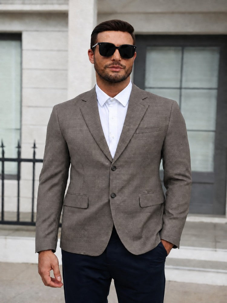 Plaid Business Casual Slim Fit Blazer (US Only)