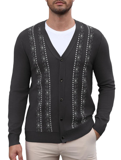 Vintage Striped V-Neck Button Down Cardigan Sweater (US Only)