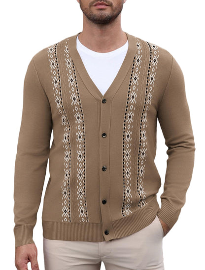Vintage Striped V-Neck Button Down Cardigan Sweater (US Only)