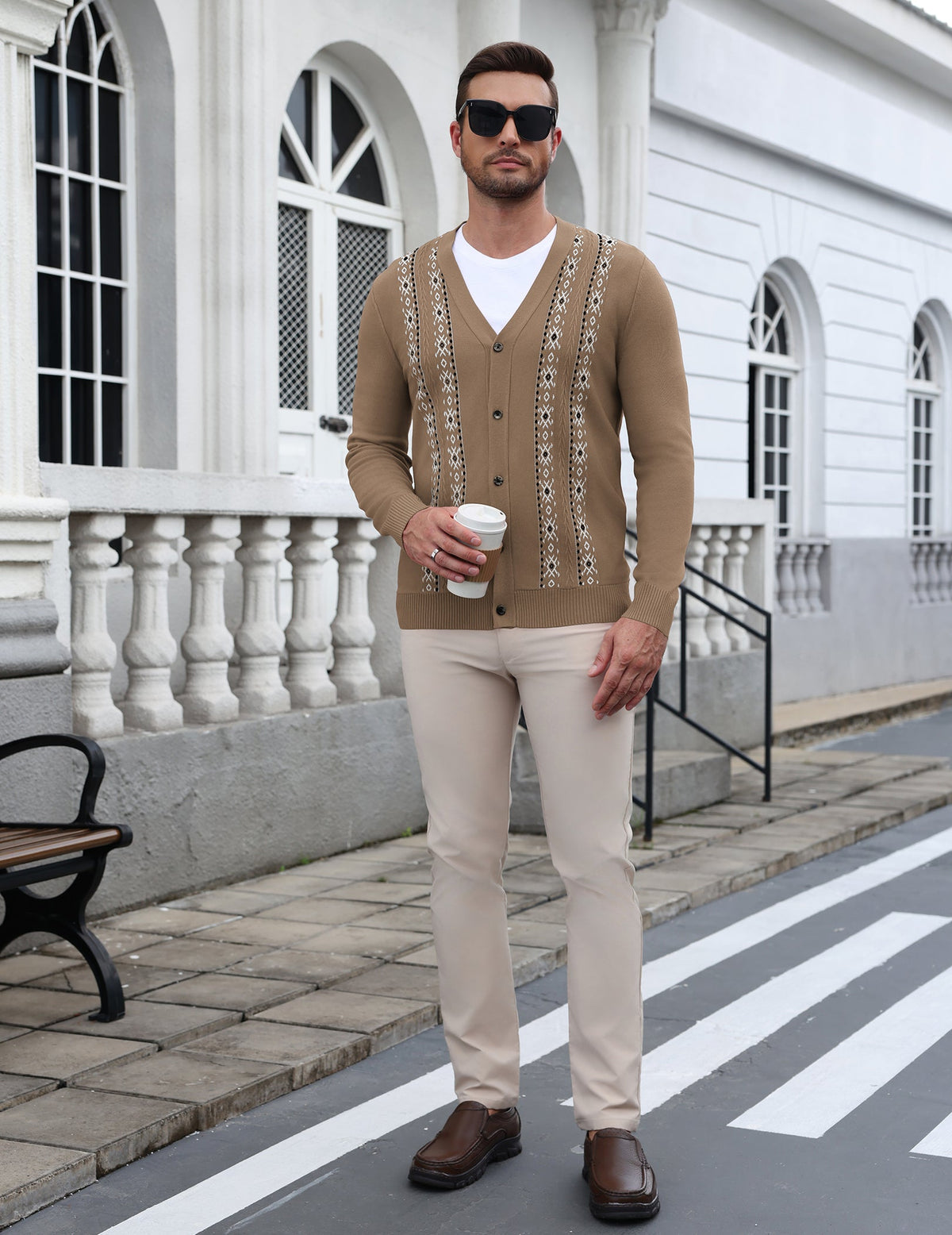 Vintage Striped V-Neck Button Down Cardigan Sweater (US Only)