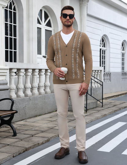 Vintage Striped V-Neck Button Down Cardigan Sweater (US Only)