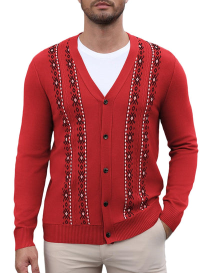 Vintage Striped V-Neck Button Down Cardigan Sweater (US Only)