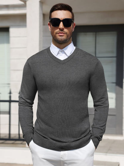 Regular Fit V-Neck Knit Pullover Sweater (US Only)
