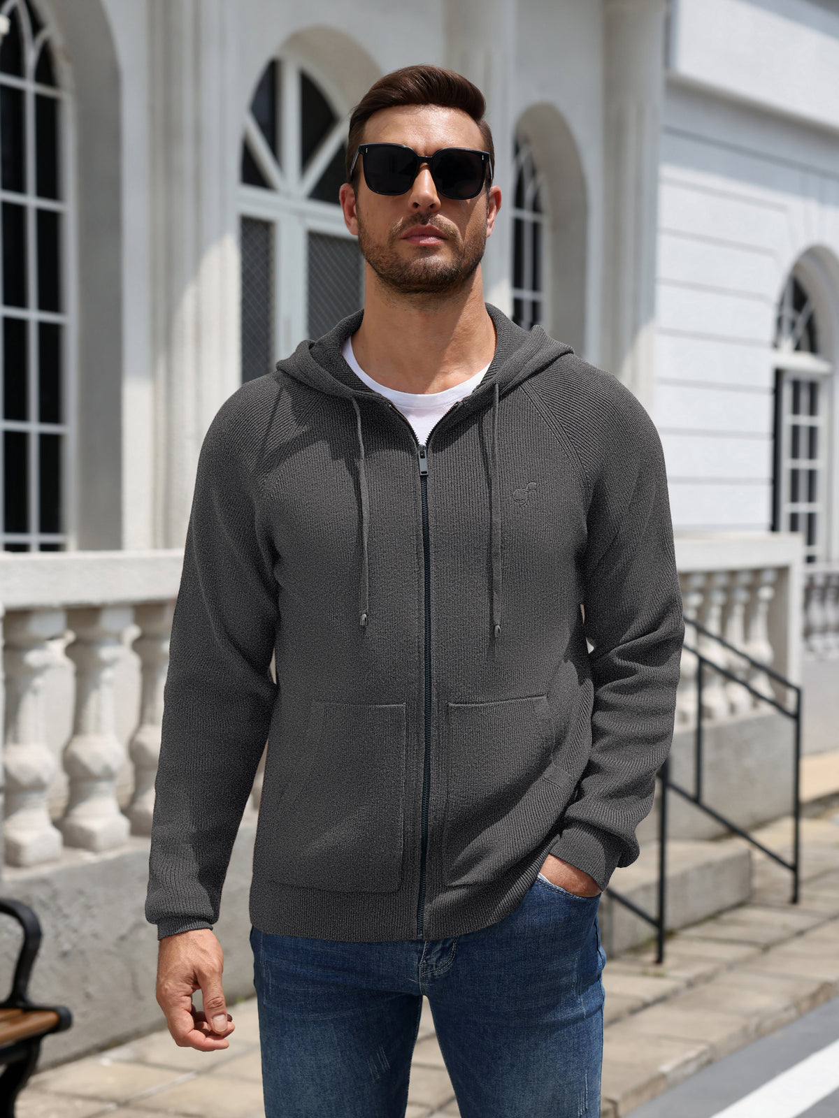 Full Zip Hoodie Knit Sweatshirt Jacket (US Only)