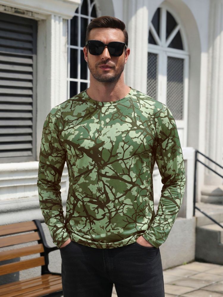 Slim Fit Tree Branch Camo Long Sleeve T-Shirt (US Only)