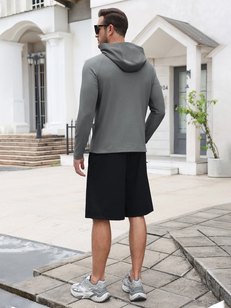 Waffle Knit Stretch Pullover Hoodie (US Only)