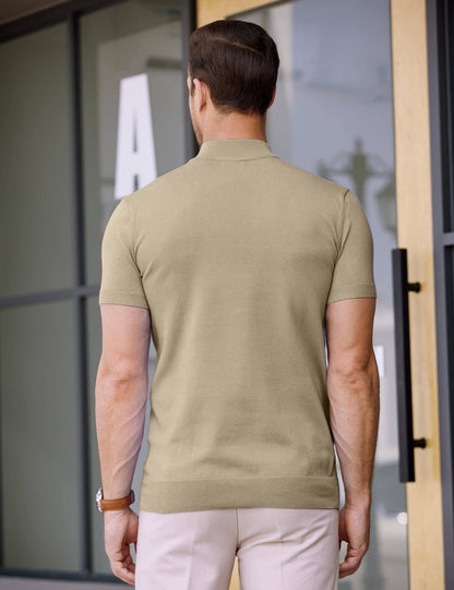 (Us Only)  Turtleneck Basic Slim Fit Knitted Short Sleeve Sweater