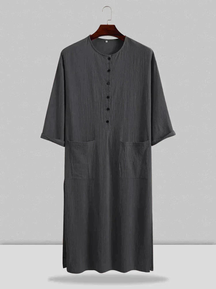 Long Cotton Linen Style Slit Shirt
