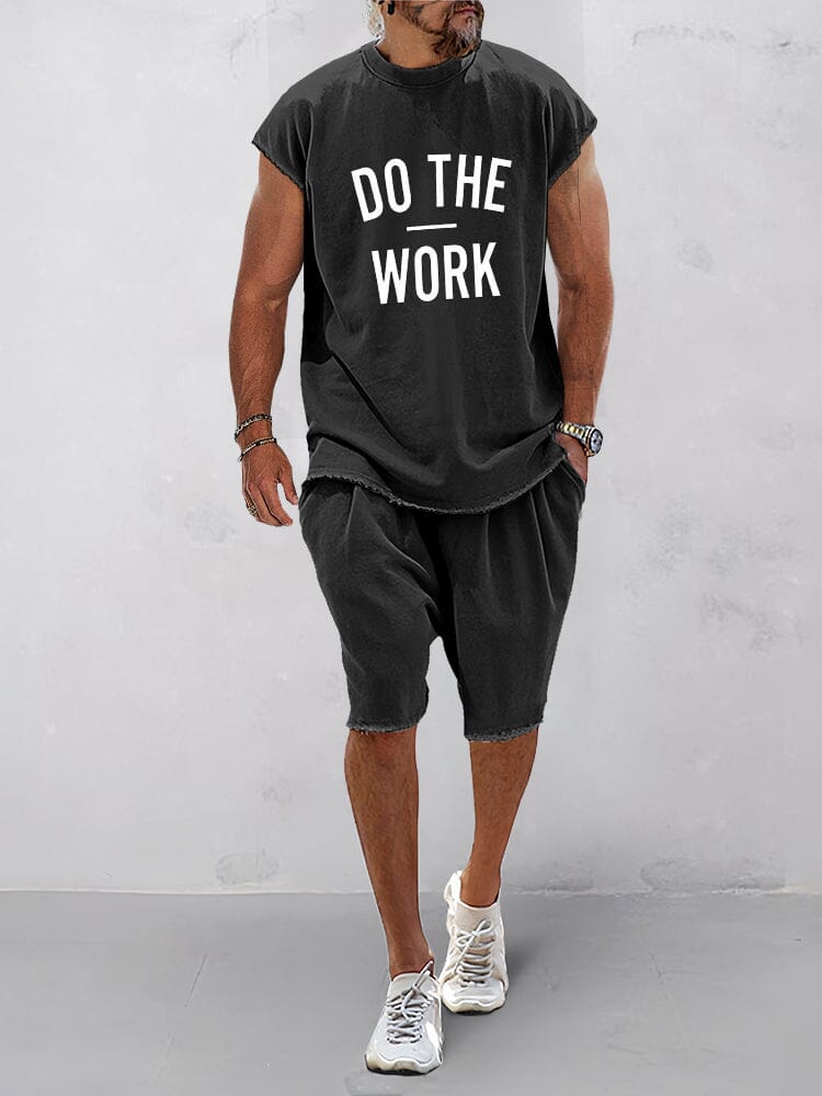 Casual Loose Fit Word Printed Sports Set (Live Only)