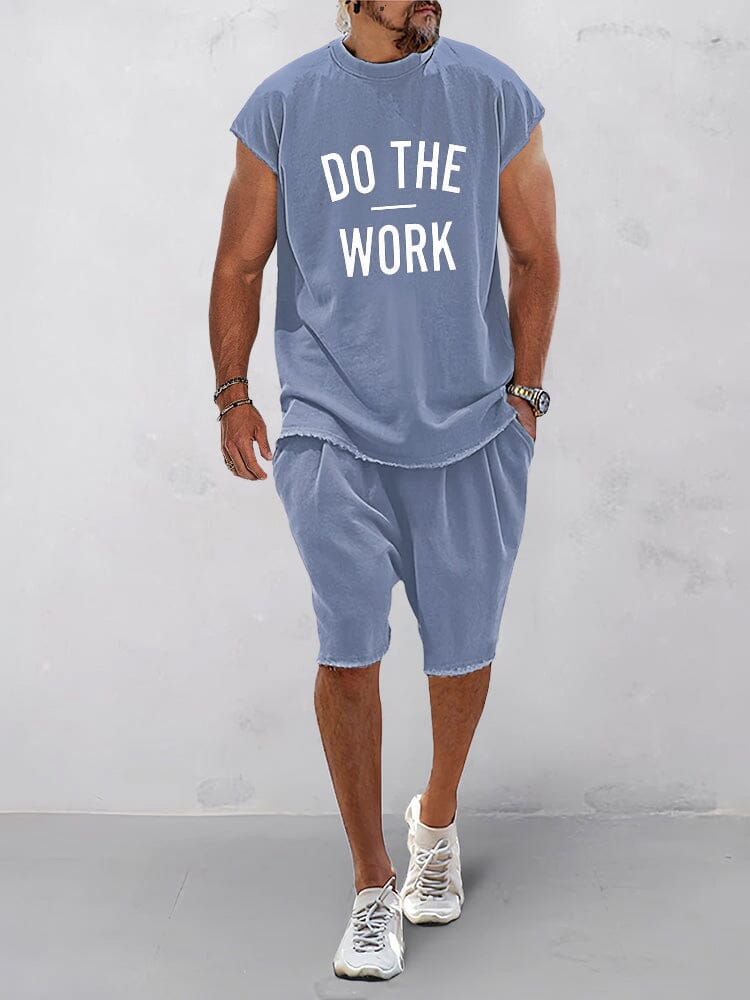 Casual Loose Fit Word Printed Sports Set (Live Only)