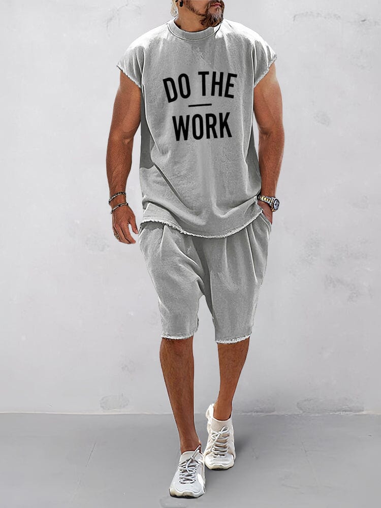 Casual Loose Fit Word Printed Sports Set (Live Only)