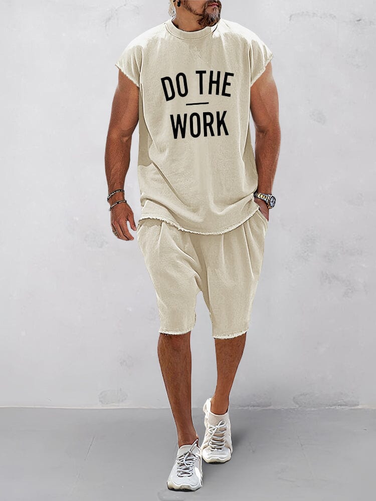 Casual Loose Fit Word Printed Sports Set (Live Only)