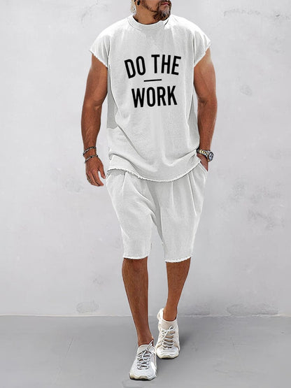 Casual Loose Fit Word Printed Sports Set (Live Only)