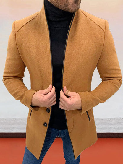Stylish Single Breasted Tweed Coat