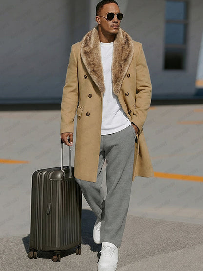 Warm Double-Breasted Tweed Coat
