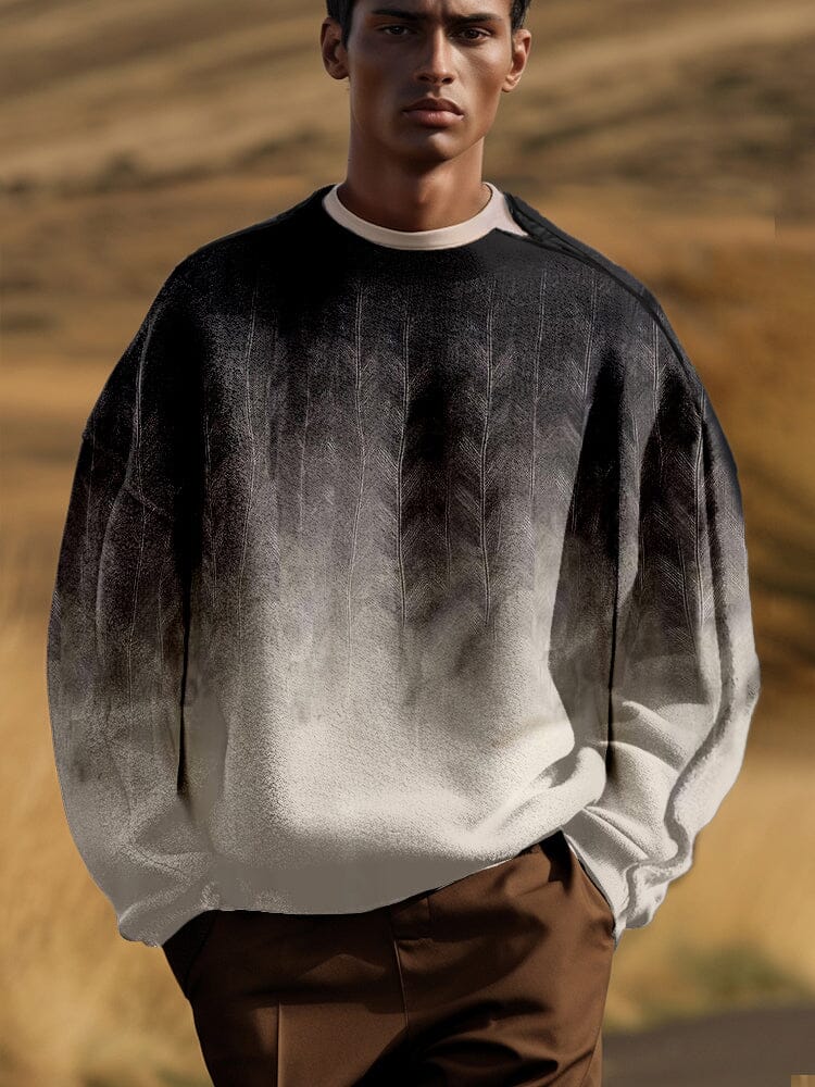 Stylish Gradient Sweatshirt with Shoulder Zip