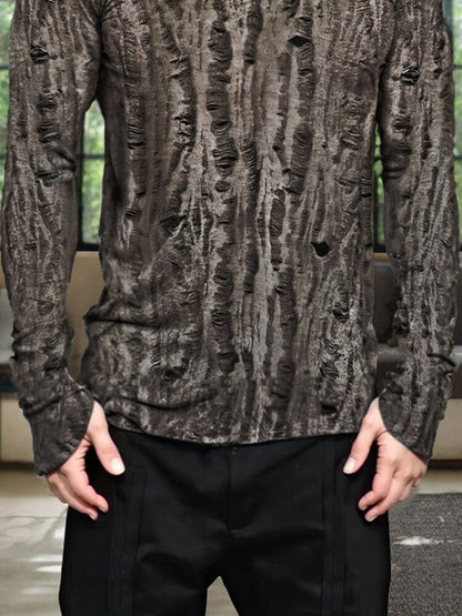 Casual Textural Crew Neck T-shirt
