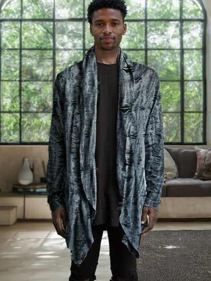 Stylish Shawl Collar Textural Cardigan