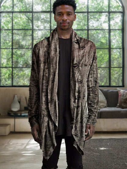 Stylish Shawl Collar Textural Cardigan