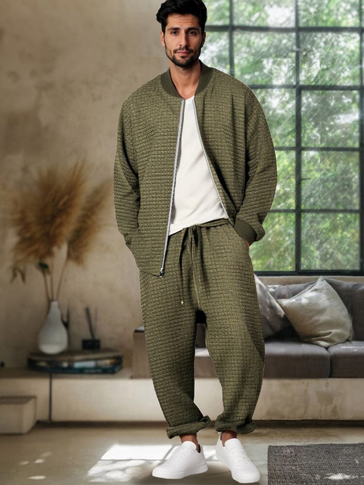Casual Textured Jacket Set